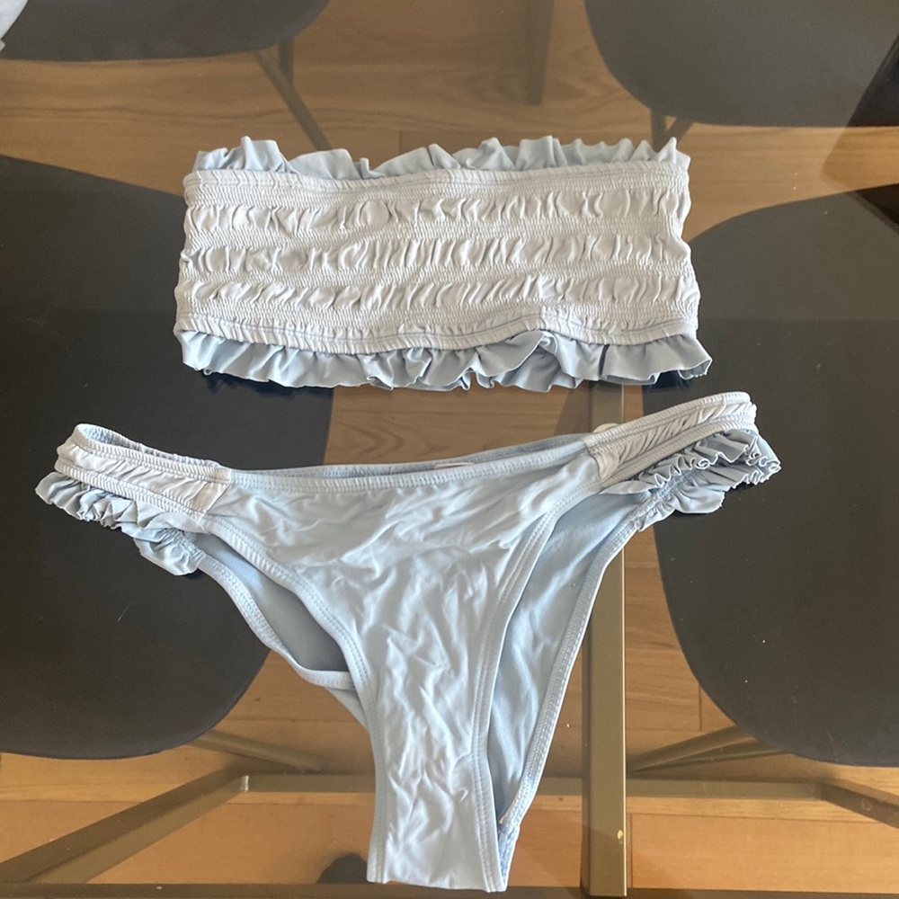 Light Blue ruffle bikini
